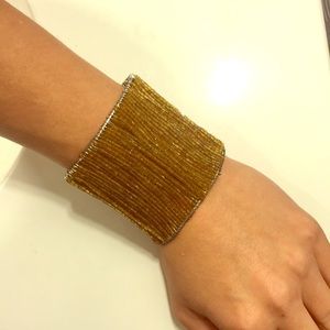 Gold beaded cuff bracelet